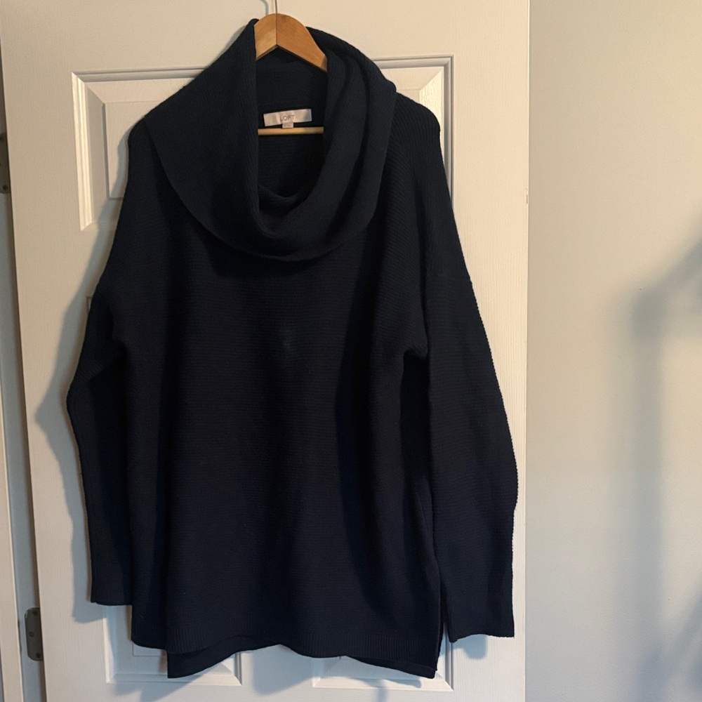 LOFT Deep Blue Cowl Neck Sweater